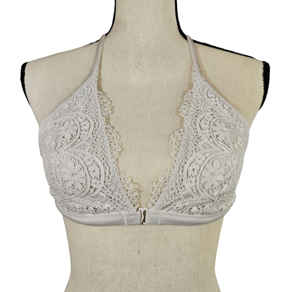 Victorias Secret Off White Lace Bralette, Size M, Adjustable Straps, Fro… - Picture 1 of 12